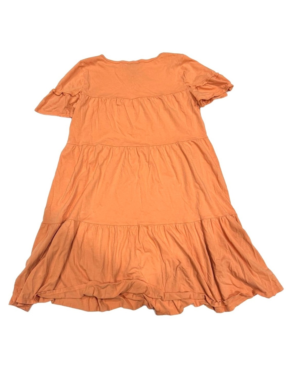 J.Crew Orange Tiered Mini Dress Keyhole Tie 100% Cotton Flutter Sleeve Small - Picture 4 of 8